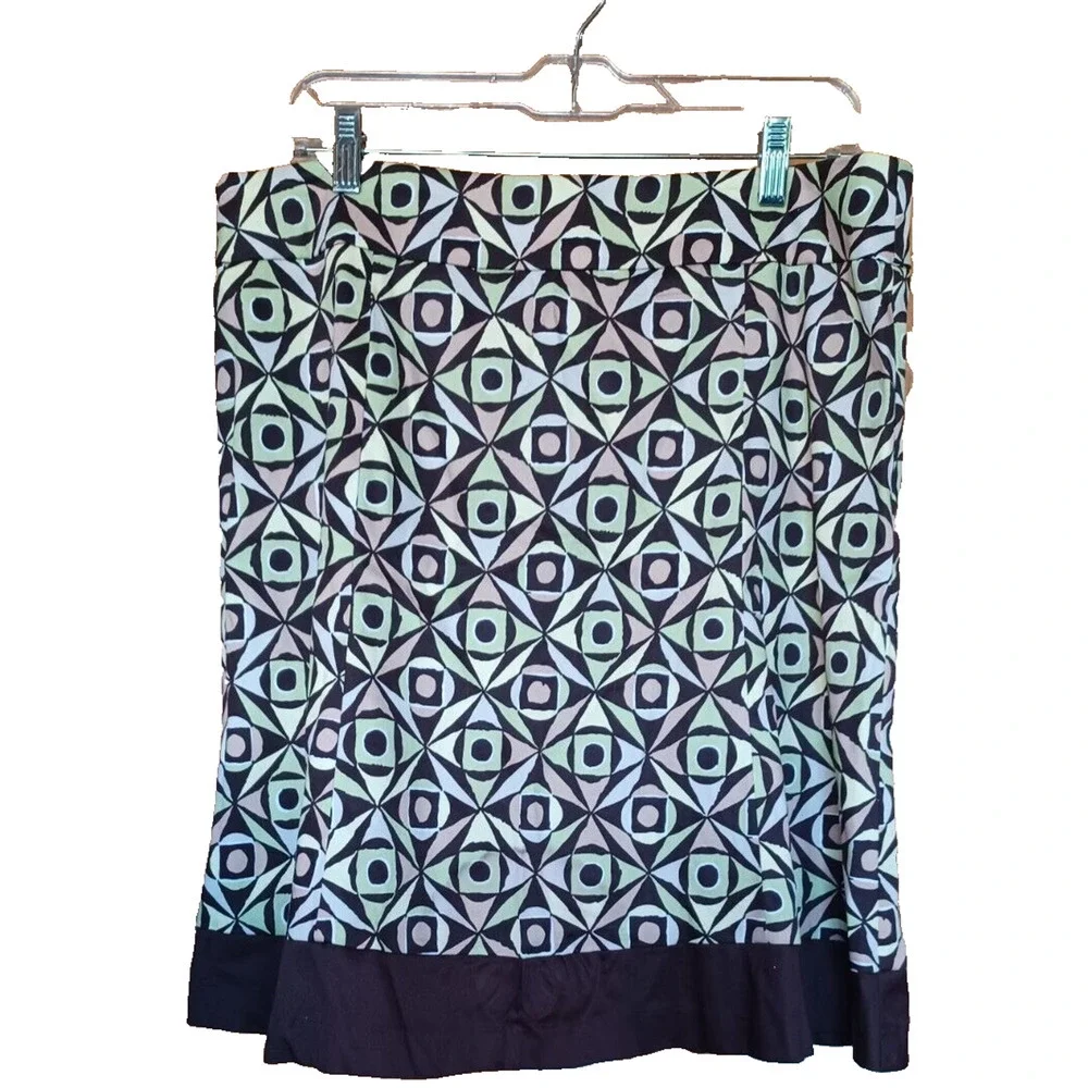 SHAZDEH FASHIONS Women's Skirt Size 14P Knee Length Zip up Brown Lime green Y2K